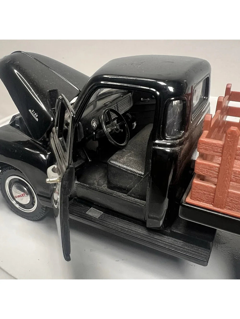 RARE 1953 Chevy 3100 Die Cast Pickup Black 1/24 Scale - Hood And Doors Open